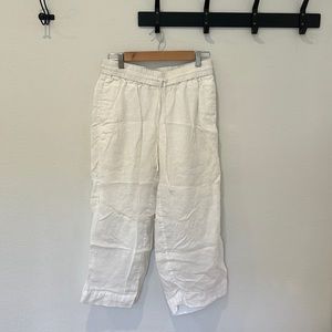 Size S; J.Crew White Linen Wide leg pants